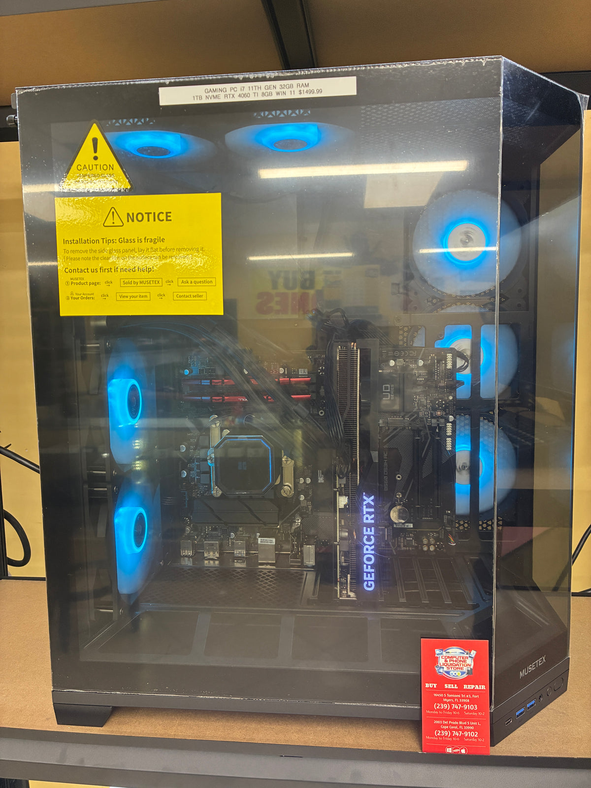 Gaming PC i7 11th Gen 32GB RAM 1TB NVME RTX 4060Ti 8GB Win 11