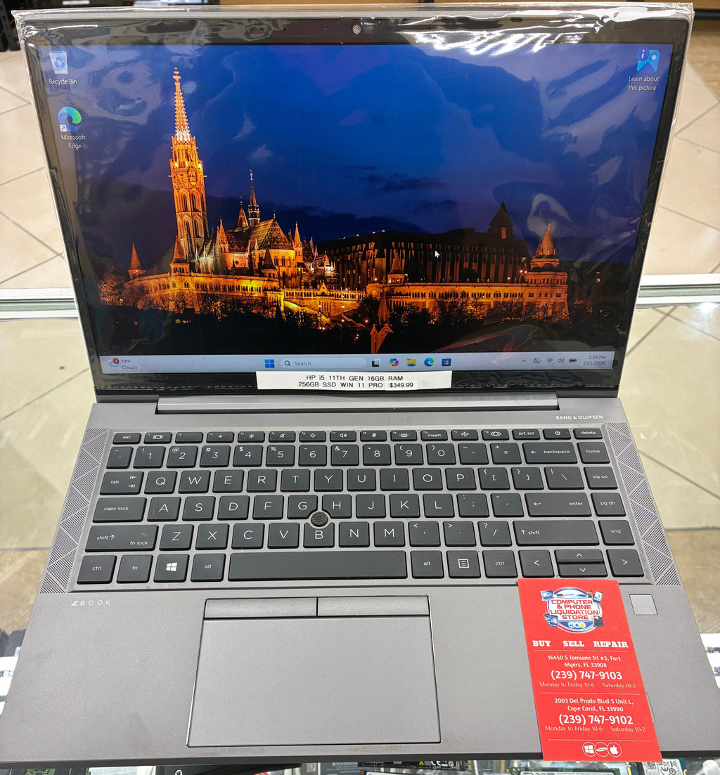 HP 14” Laptop i5 11th Gen 16GB RAM 256GB SSD Win 11 Pro