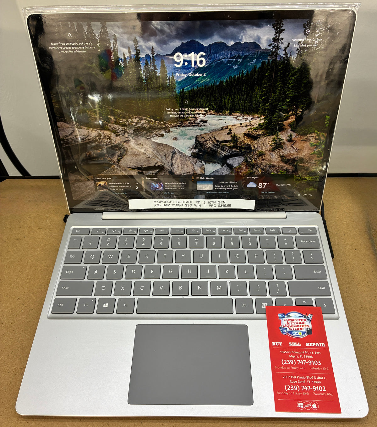 Microsoft Surface Laptop 13” i5 10th Gen 8GB Ram 256GB SSD Win 11 Pro