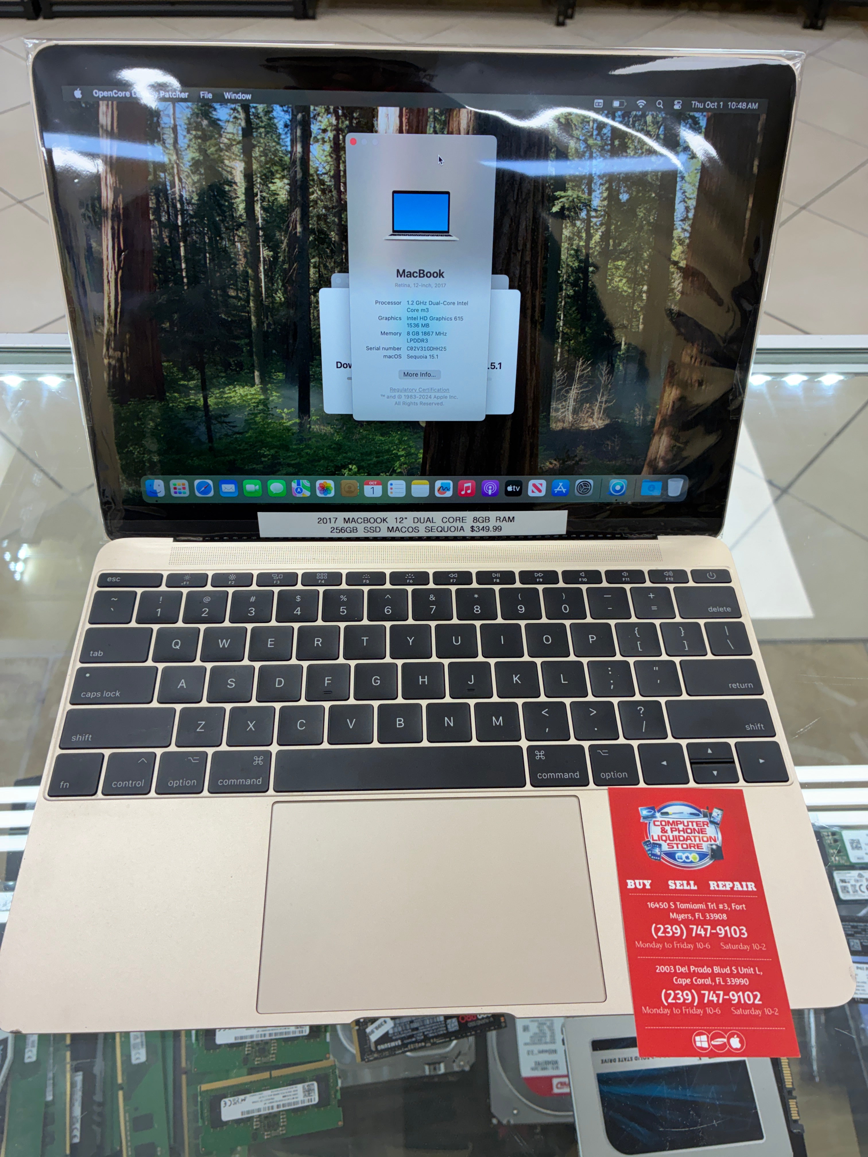 2017 MacBook 12” Laptop Dual Core 8GB RAM 256GB SSD MacOS Sequoia