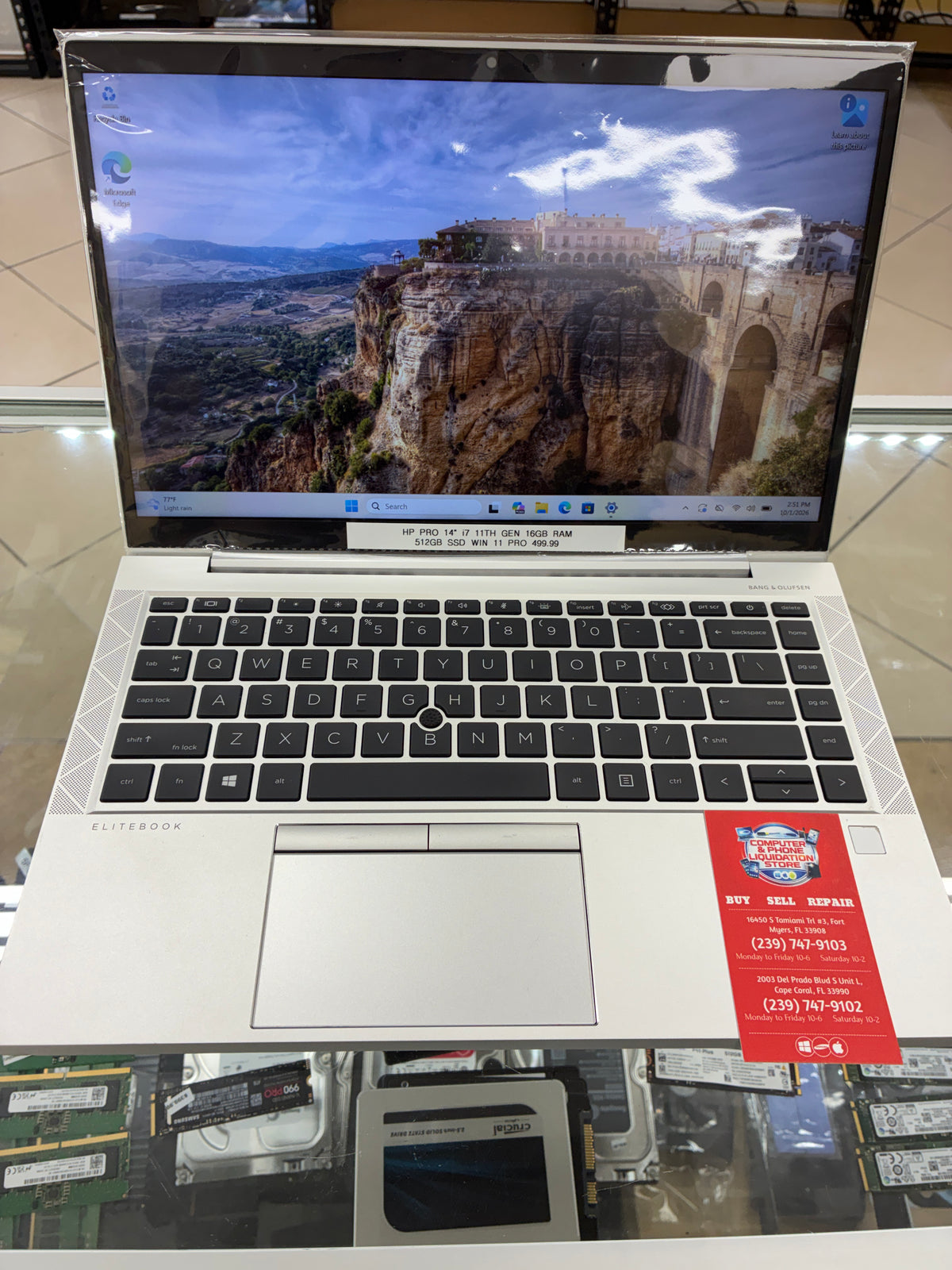 HP 14” Pro Laptop i7 11th Gen 16GB RAM 512GB SSD Win 11 Pro