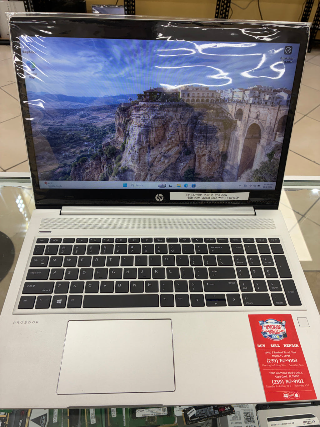 HP 15.6” Laptop i5 8th Gen 16GB RAM 256GB SSD Win 11