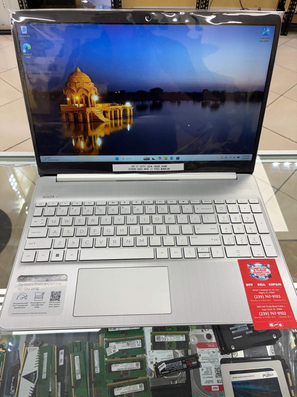 HP 15” Laptop i7 12 Gen 16GB RAM 512GB SSD Win 11 Pro