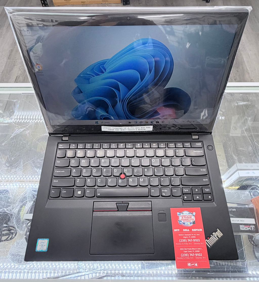 Lenovo Thinkpad 14” Laptop Touch Screen i5 7th Gen 8GB Ram 256GB SSD Windows 11
