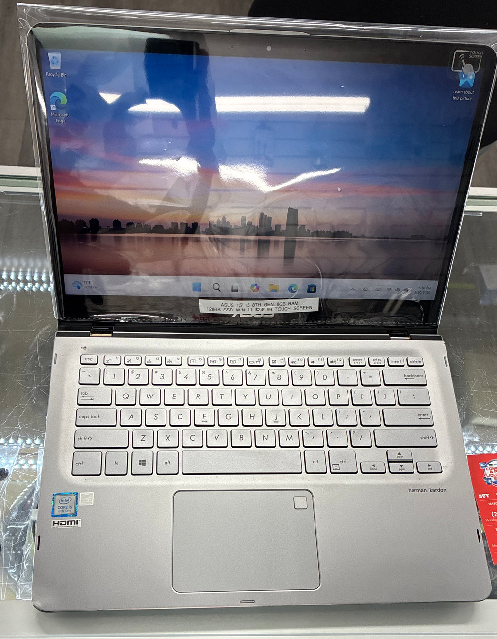 Asus Laptop 15” i5 8th Gen 8GB Ram 128GB SSD Win 11 Touchscreen