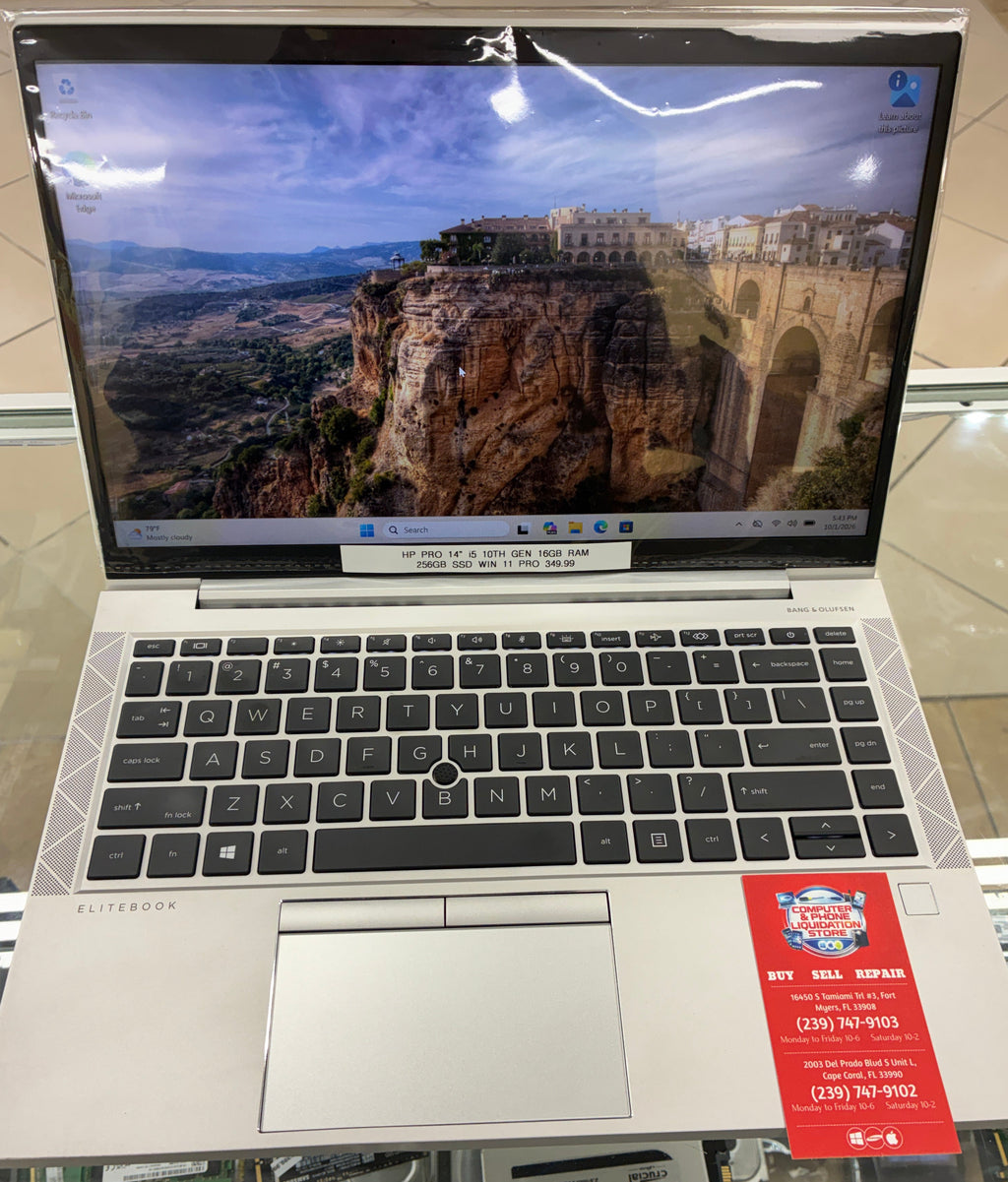 HP 14” Pro Laptop i5 10th Gen 16GB RAM 256GB SSD Win 11 Pro