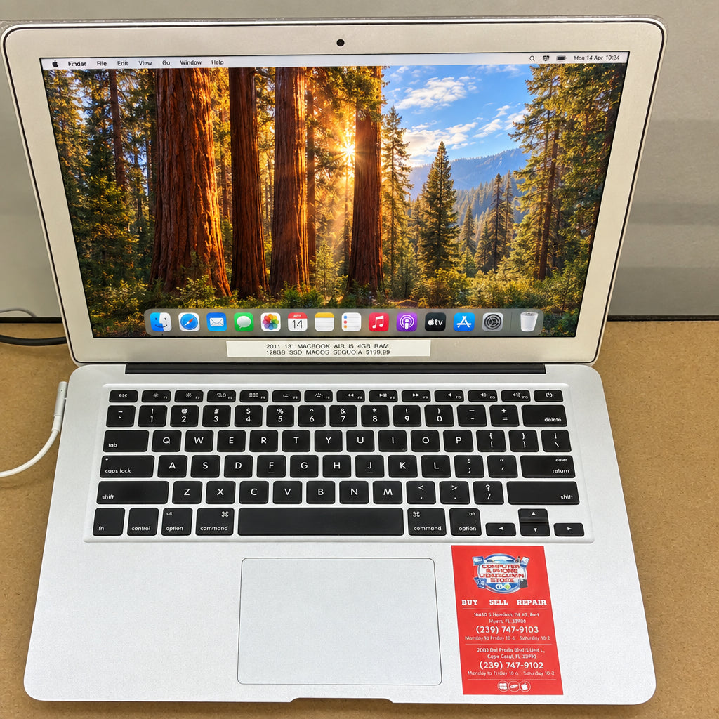 MacBook Air Laptop 13” 2011 i5 4GB Ram 128GB SSD MacOS Sequoia