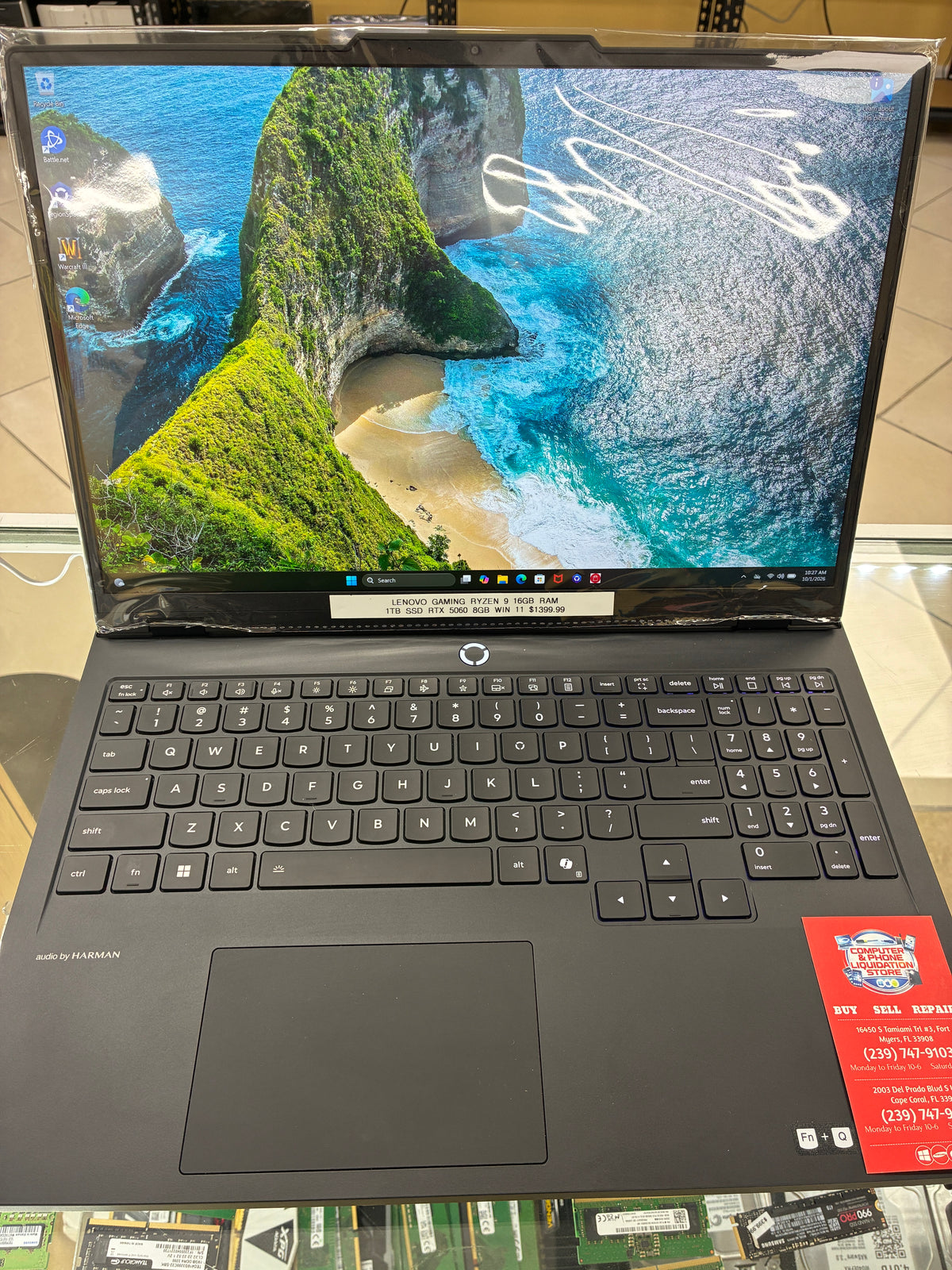 Lenovo 16” Gaming Laptop Ryzen 9 16GB RAM 1TB SSD RTX 5060 8GB GPU Win 11