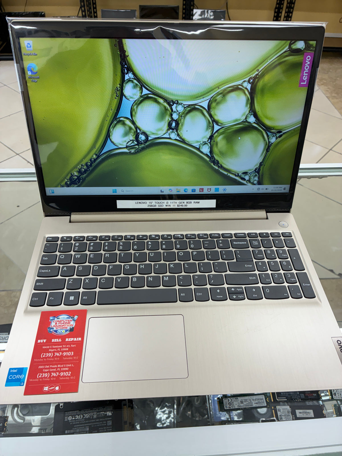 Lenovo 15” Laptop Touch Screen i3 11th Gen 8GB RAM 256GB SSD Win 11